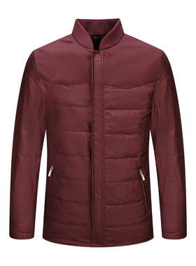 SL86仕东 一线 商场货秋冬中年男红色棒球领时尚休闲薄款棉衣外套