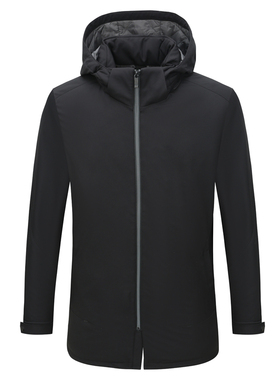 SF296圣断码清仓早春男士简约时尚休闲黑色连帽薄款白鸭绒羽绒服