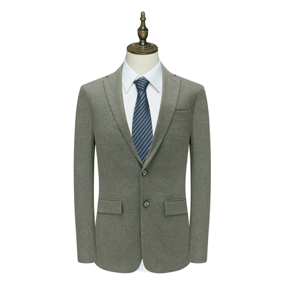 灰绿色进口面料两粒扣单西服