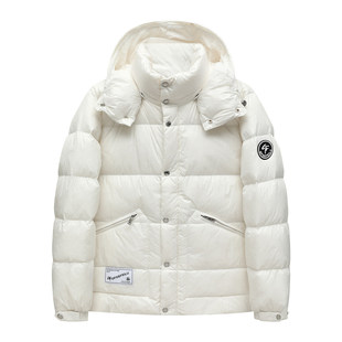 H1333断码清仓冬季男士白色连帽简约休闲保暖85％鸭绒羽绒服外套