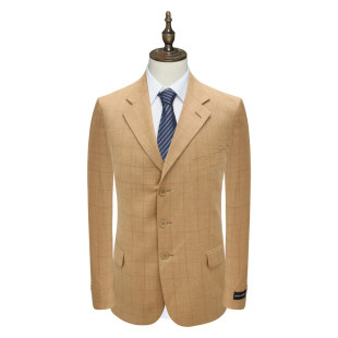 格子羊毛三粒扣双开衩羊毛西服 商务职业装 PL77皮断码 清仓春秋男士