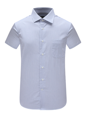 SA60萨断码清仓夏季男士蓝色格纹高支140`S棉免烫职业装短袖衬衫