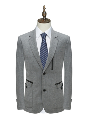 SF399圣断码清仓春秋款男士95.5％羊毛意大利面料两粒扣灰色西服