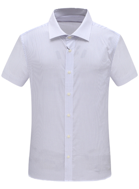 DN123斯D博N换季断码清仓夏季男士全棉紫色条纹宽松舒适短袖衬衫