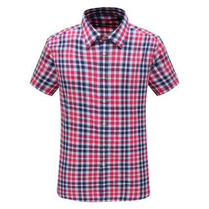 DN178斯D博N换季断码清仓夏季款男士简约红白小格子全棉短袖衬衫