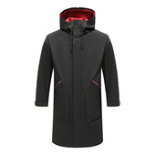 休闲百搭纯黑色中长款 H1363断码 时尚 男士 连帽风衣外套 清仓秋冬款