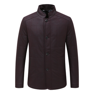 紫红色立领简约休闲薄款 清仓秋冬中年男士 棉衣 断码 KL186凯LAI换季