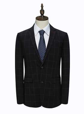 FN205梵思换季断码清仓春夏款男士简约商务休闲黑色格子西服上衣