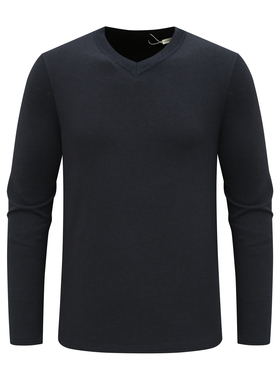 KN5康L尼L断码清仓春秋款男士简约基础百搭深蓝色V领套头长袖T恤