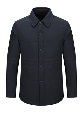 H1247断码清仓秋冬中年男士舒适保暖轻薄深蓝色翻领商务休闲棉衣