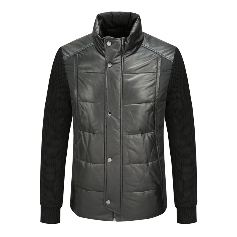 羊皮面料立领羽绒服外套