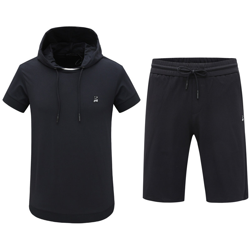 CA952卡断码清仓夏季青年男士简约潮流百搭黑色连帽短袖短裤套装,男装,休闲运动套装,淘宝优惠券,粉丝福利购,淘宝优惠卷