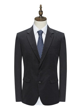 U101 雅换季断码清仓男士商务休闲黑色条纹64％棉两粒扣西装外套