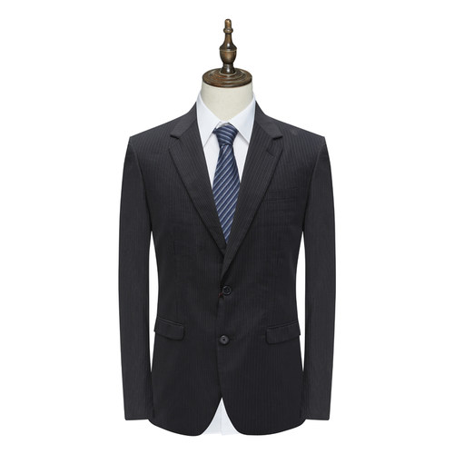 黑色条纹64％棉西装商务休闲