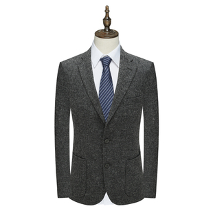 深灰色羊毛意大利面料两粒扣西服 职业装 MY454美断码 清仓春秋男士