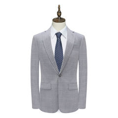 B1590鸟断码清仓春秋款男士94.1％绵羊毛灰色商务正装两粒扣西服