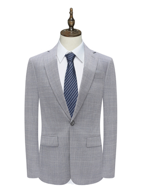 B1590鸟断码清仓春秋款男士94.1％绵羊毛灰色商务正装两粒扣西服