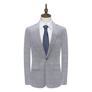 B1590鸟断码清仓春秋款男士94.1%绵羊毛灰色商务正装两粒扣西服
