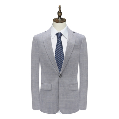 94.1％绵羊毛灰色正装两粒扣西服