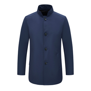 中年男士 AL115澳L多L换季 款 清仓秋季 立领简约休闲深蓝色风衣 断码