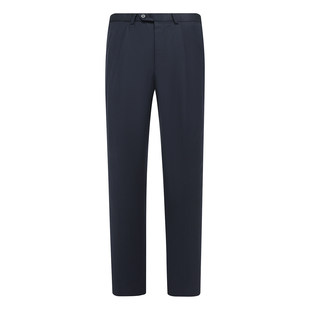 深蓝色100`S羊毛宽松直筒西裤 PL199皮断码 职业正装 男士 清仓春秋款