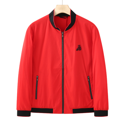 红色夹克衫弹力棒球领