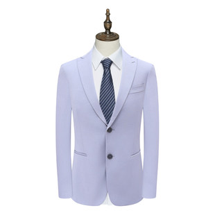 B1591鸟断码清仓春秋男士商务绅士休闲百搭两粒扣浅蓝色西装外套