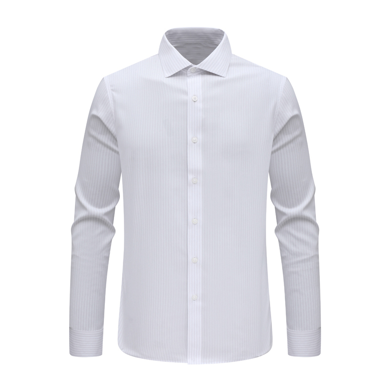 灰白色56.9％棉免烫长袖衬衫