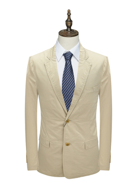 SL15仕东断码清仓春秋男士时尚简约卡其色商务休闲全棉两粒扣西服