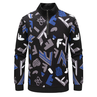 断码 潮流黑色印花高领套头长袖 清仓秋季 时尚 休闲卫衣 男士 H925换季