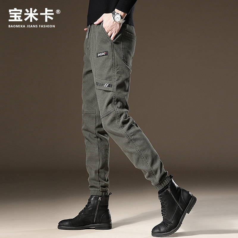 夏季弹力束脚牛仔裤男韩版潮牌修身小脚工装长裤子潮流运动休闲
