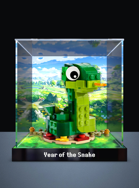 适用积木方头仔40707蛇年十二生肖2025新款模型玩具亚克力展示盒