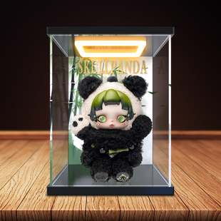 适用泡泡玛特SKULLPANDA熊怠怠毛绒公仔挂件吊卡亚克力防尘展示盒