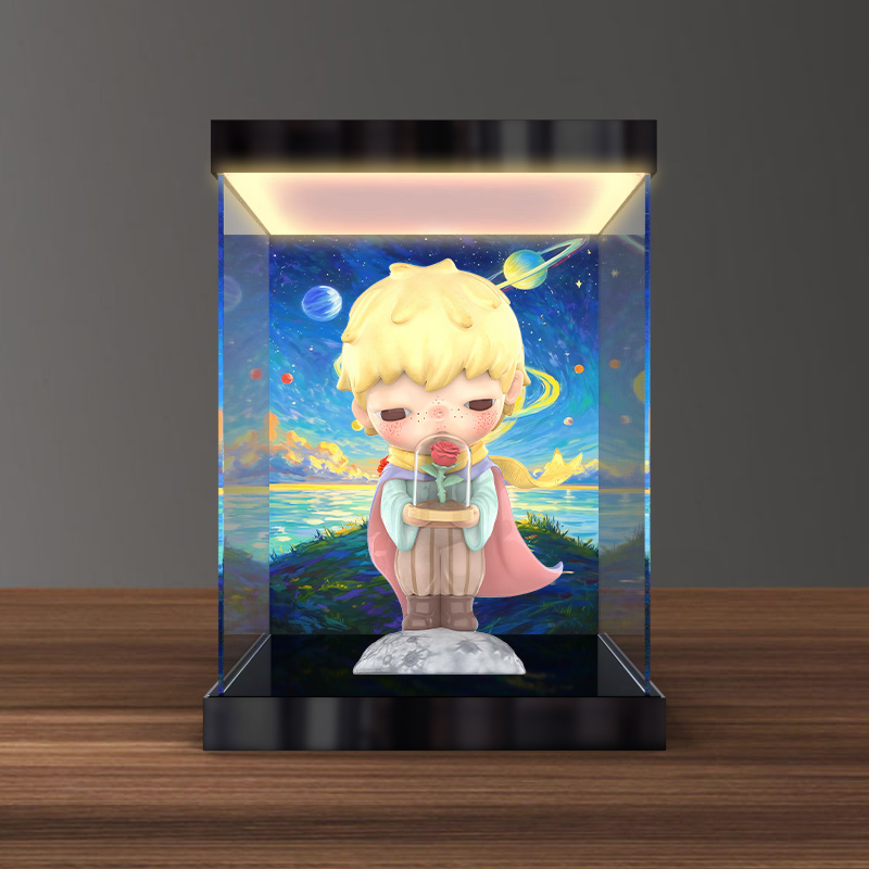 灯箱款展示盒适用泡泡玛特 HIRONO小野 小王子 大娃 公仔防尘罩