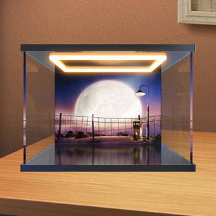 灯光防尘亚克力展示盒 适用迪士尼系列le高43279瓦力和伊娃手办