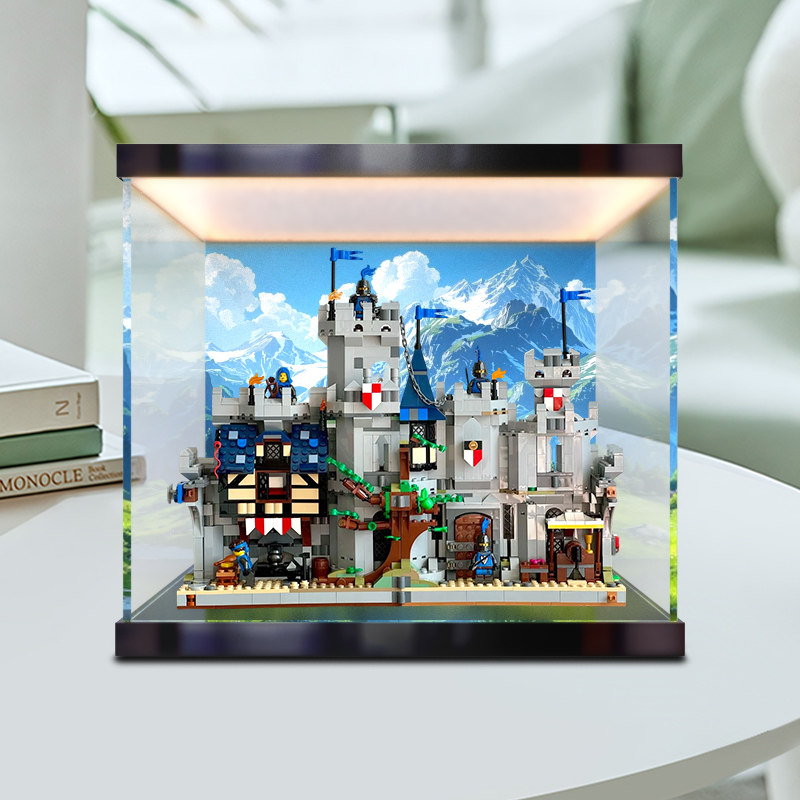 灯箱透明亚克力展示盒适用乐高31168中世纪骑士城堡积木手办防尘
