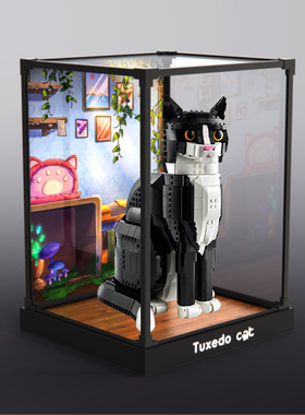 适用le高21349燕尾服猫 创意IDEAS系列 模型亚克力高清透明展示盒