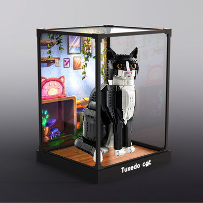 适用le高21349燕尾服猫 创意IDEAS系列 模型亚克力高清透明展示盒