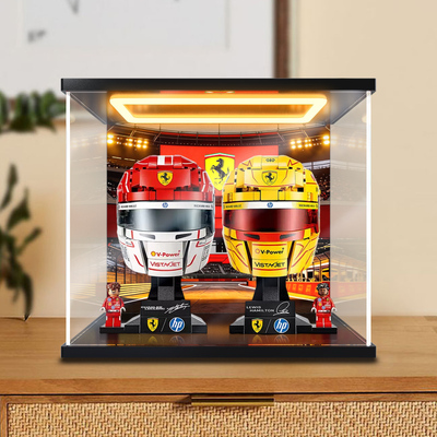 川帝适用于法利拉车队头盔 43014  43022 积木模型回型灯展示盒