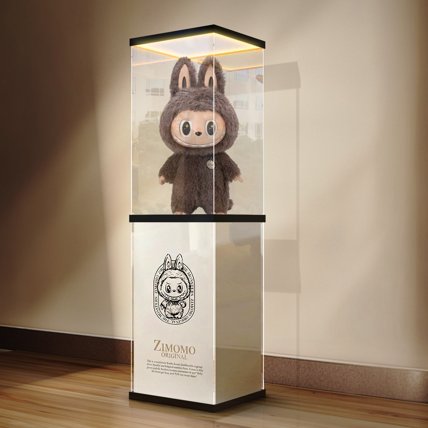适用泡泡玛特zimomo labubu 大首领阴晴大天使罗马柱亚克力展示盒