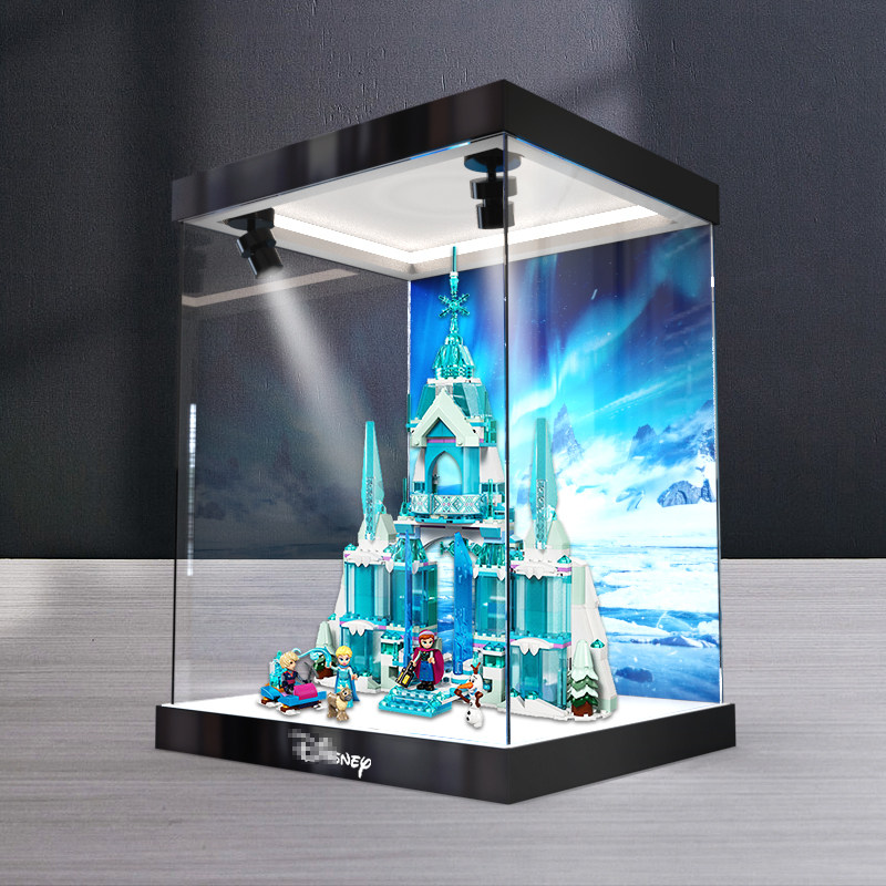 适用乐高43244 艾莎冰雪城堡迪士尼公主宫殿防尘亚克力透明展示盒