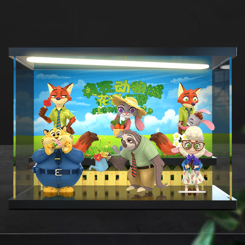 展示柜适用Toptoy迪士尼疯狂动物城花语世界收纳透明亚克力防尘架