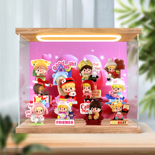 适用泡泡玛特小甜豆有关爱的语言系列手办盲盒收纳高清防尘展示盒