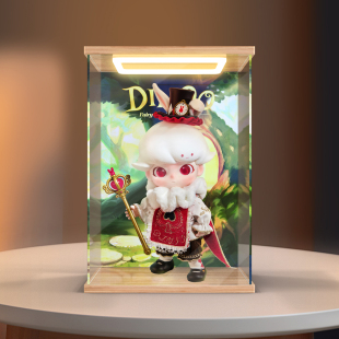 川帝适用泡泡玛特Dimoo 童话奇境 1比8 可动人偶回灯亚克力展示盒