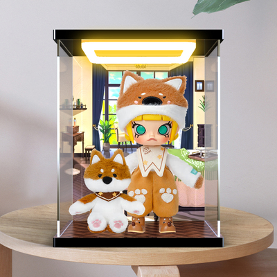 防尘罩回型灯展示盒适用泡泡玛特BJD MOLLY 抱抱 1/8可动人偶手办