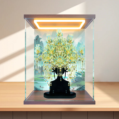 回型灯收纳盒适用拼酷九霄青羽冠金属3D立体模型罩子亚克力展示盒