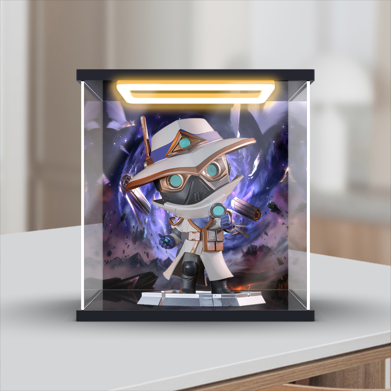 回灯亚克力透明展示盒适用无畏契约瓦罗兰特零 保安Q版手办摆件