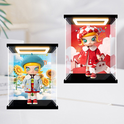 川帝适用POPMART MOLLY二十周年系列 红顶小屋 手办亚克力展示盒