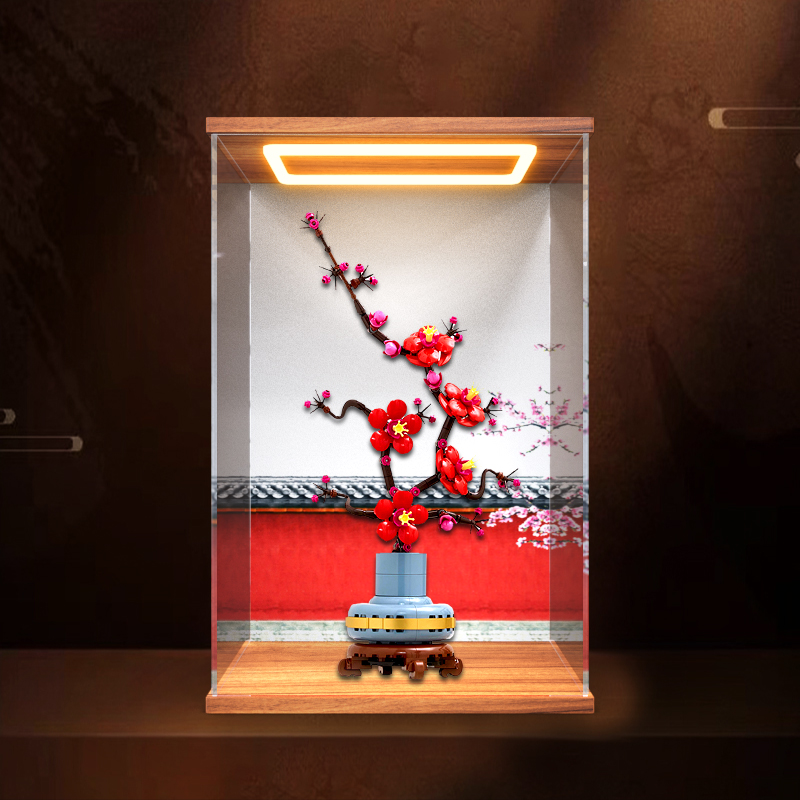 适用乐高傲骨梅花亚克力展示盒10369 透明收纳盒手办回灯款模型罩