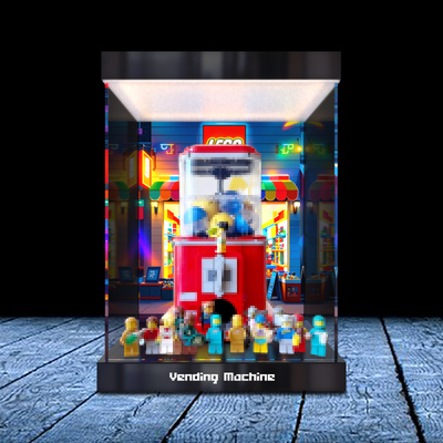 适用le高21358小人仔扭蛋机拼装模型玩具灯箱亚克力防尘罩展示盒